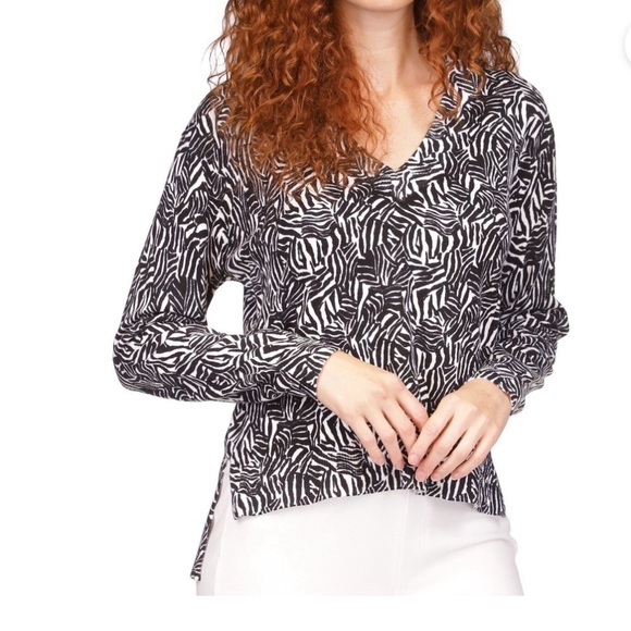 MICHAEL MICHAEL KORS Womens White Long Sleeve V Neck Sweater S - Picture 1 of 7